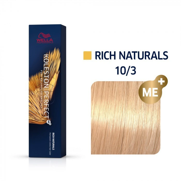 Wella Koleston Perfect Me+ Hajfesték - 10/3 - 60ml - Legvilágosabb Aranyló Szőke képe 1